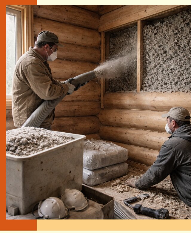 Утепление дома из бруса эковатой в Якутске