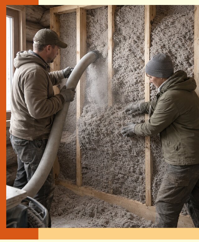 Утепление бревенчатого дома эковатой в Якутске