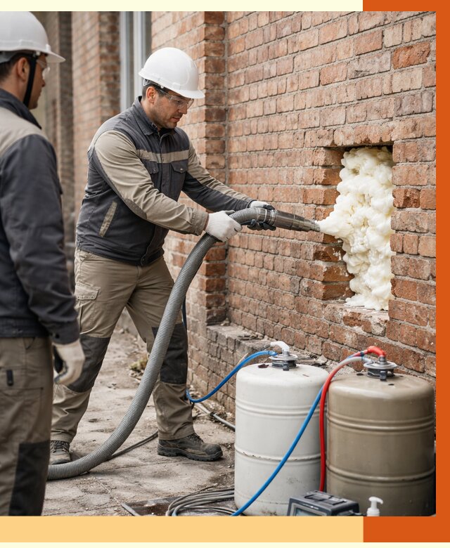 Заливка ППУ в пустоты кирпичной стены в Якутске от 2864 руб. | ТепломастерКтс